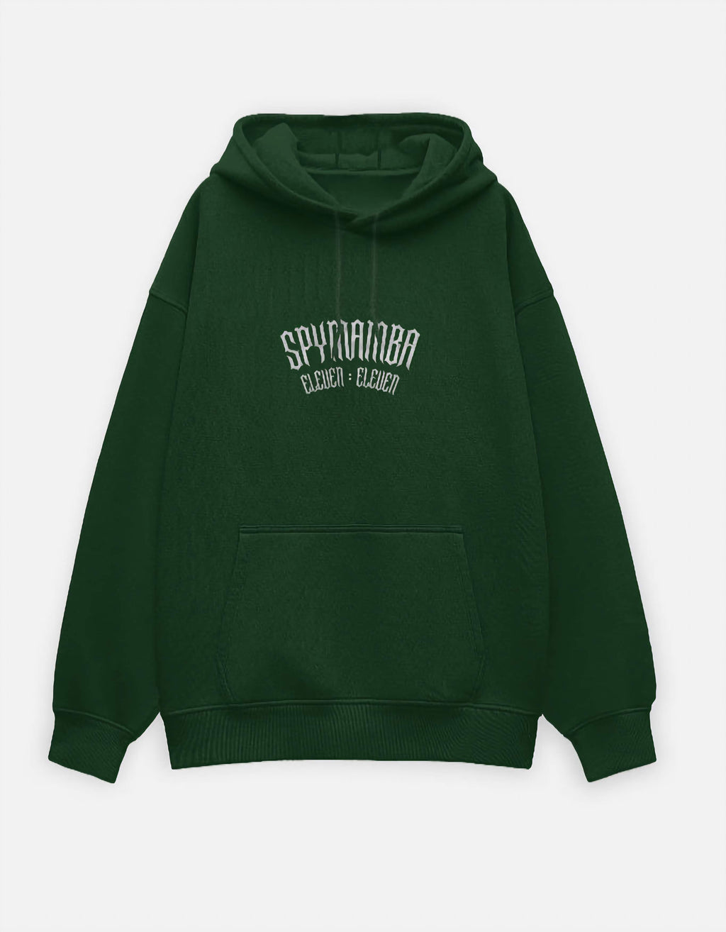 Green hoodie with brand logo on a white background