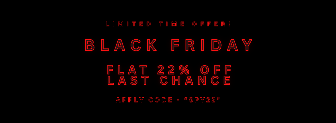 Black Friday sale advertisement with red text on a black background